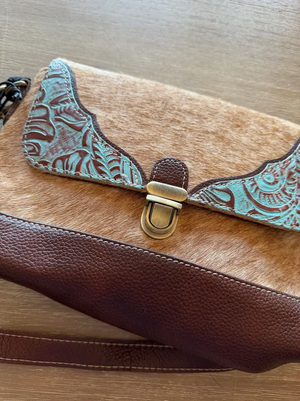 Myra Bags Ridge Morning Glory Leather and Hairon Crossbody - Image 2