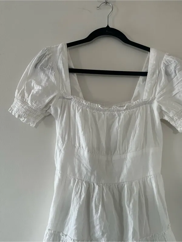 Altar'd State White 100% Cotton Milkmaid Puff Sleeve Mini Dress M Cottagecore - Image 3