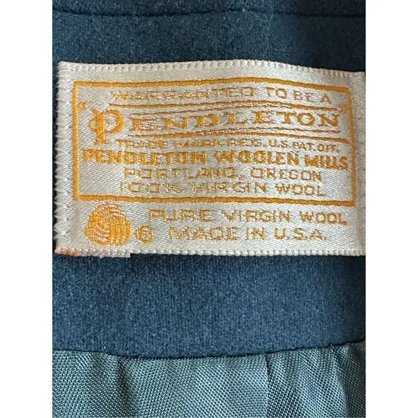 Pendleton Teal 100% Virgin Wool Short Blazer womens Sz‎ 6 1 button closur… - Image 8