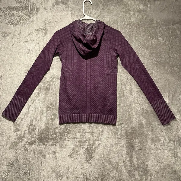 Lululemon Sz 4 Long Sleeve‎ Rest Less Hoodie Patchwork Galactic Grape Silver - Image 5