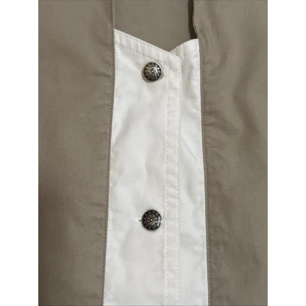 Vtg Cumberland Outfitters Tan Black White Color Block Western Shirt Womens-Lrg - Image 4
