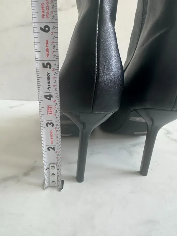 WINDSOR Flora Black Rhinestone Jeweled Bow Heels Boots Size 7 - Image 5