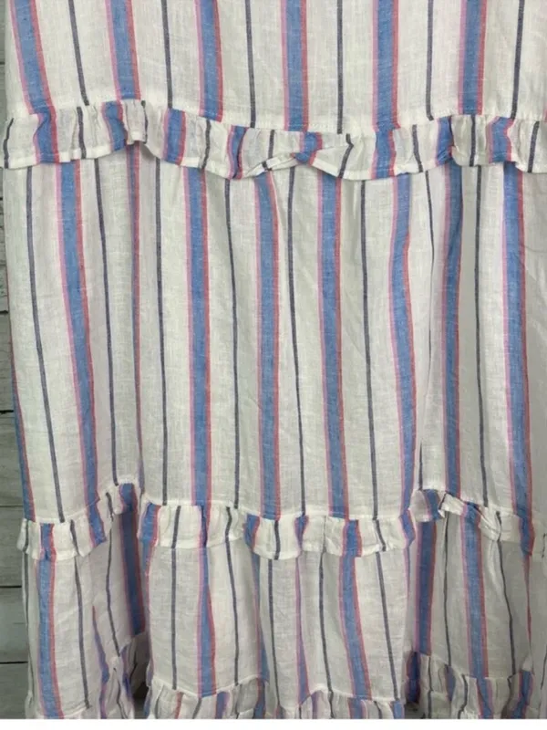 Rails Sandy Tahiti Blue White Pink Striped Tiered Ruffle Feminine Sundress Large - Image 7