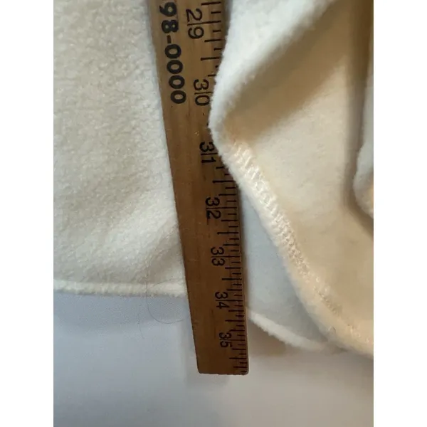 Le Moda Ivory Fleece Faux Fur Trim Zip Cape Poncho Pom Poms Pockets One Size NWT - Image 9