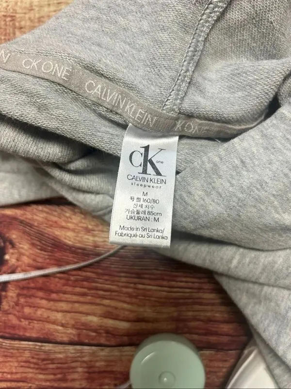Calvin Klein Sleepwear Hooded Sweatshirt Cropped Grey Size M - Image 5