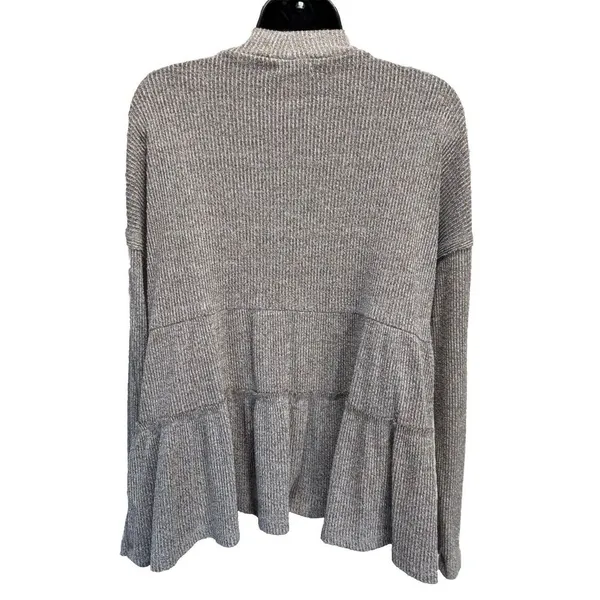 Maurices Brown Ribbed Knit Sweater 1/2 Collar Tiered Ruffle Long Sleeve‎ Size L - Image 4