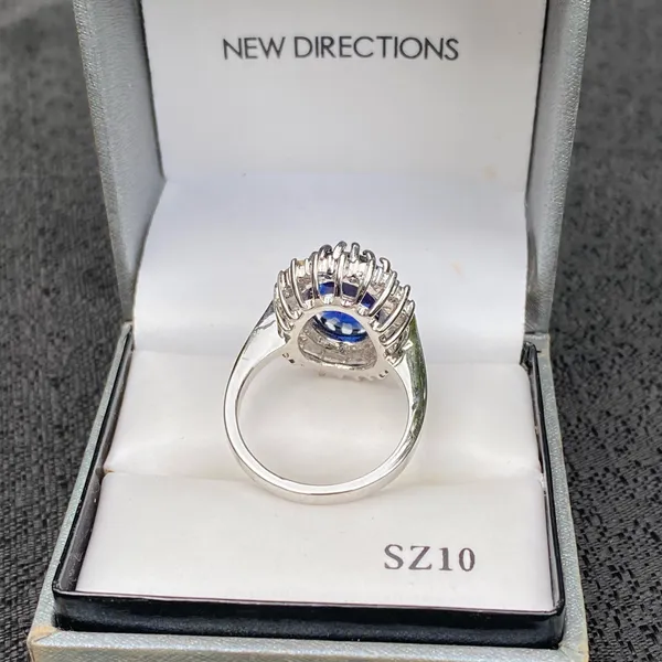💎💙 NWT NIB New Directions Princess Diana Style Size 10 Sapphire Blue Style Cubic Zirconia Crystal Ring $20.00 💙💎 - Image 4