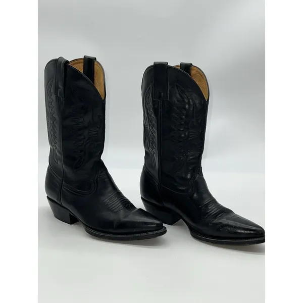 Pistolero Black All Leather Embroidered Cowboy Boots Women's Sz 24.5-7.5/Men 5.5 - Image 8