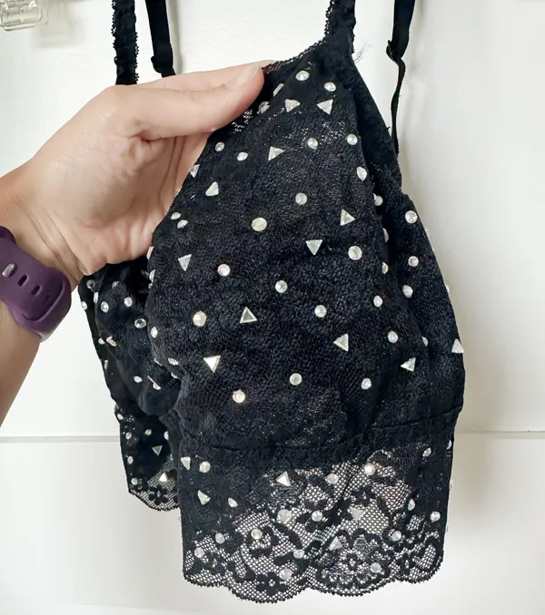 VS PInK black lace rhinestone Bralette - Image 2