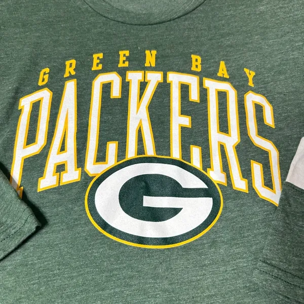 NEW Womens Green Bay Packers NFL Football Green 3/4 Sleeve T-Shirt‎ Top Small - Image 4