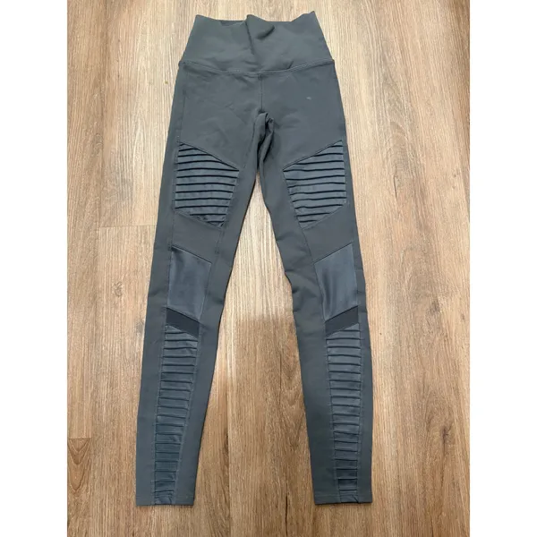 ALO Yoga Moto High Waist Leggings XS‎ Gray Athletic Workout Gym Activewear - Image 3