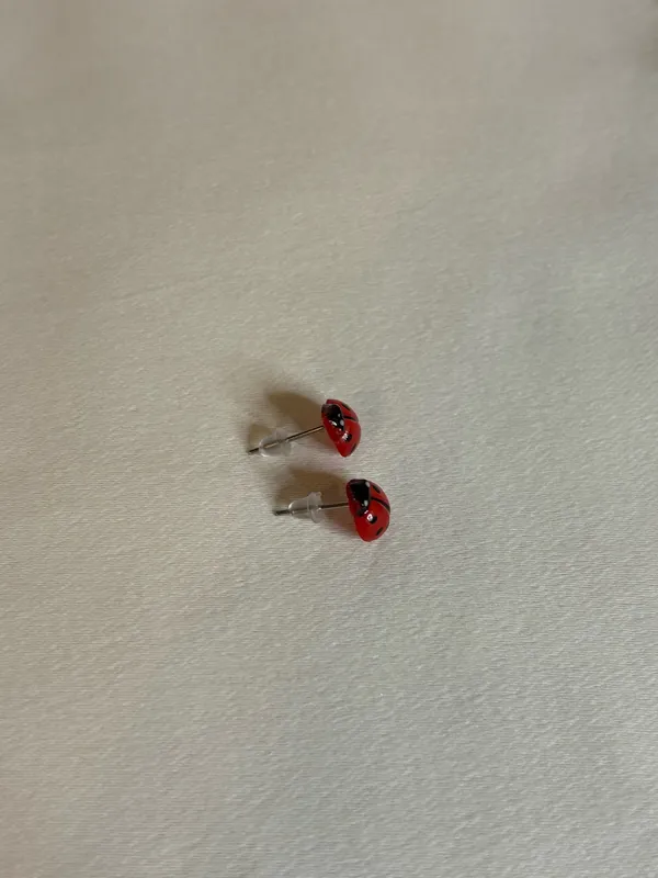 Handmade Ladybug Stud Earrings - Image 2