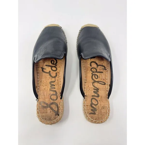 Sam Edelman Kerry Womens Mules Black Leather Espadrille Comfort Sandals US 9 M - Image 4