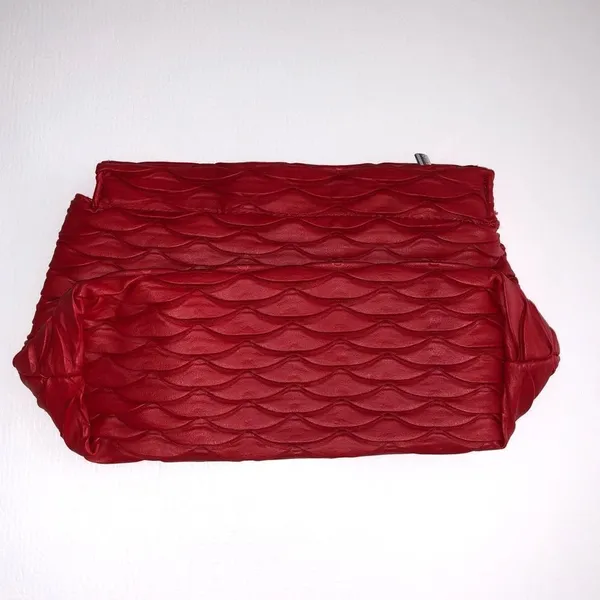 Red Scallop Textured Zippered Cosmetic Makeup Organizer Bag RevitaLash - Image 9