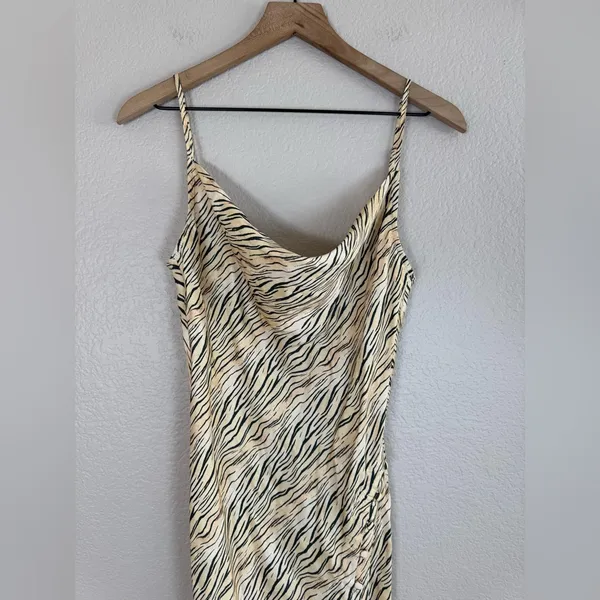 For Love & Lemons Joselyn Slip Midi Dress in Zebra Tiger Print size Small $135 - Image 9