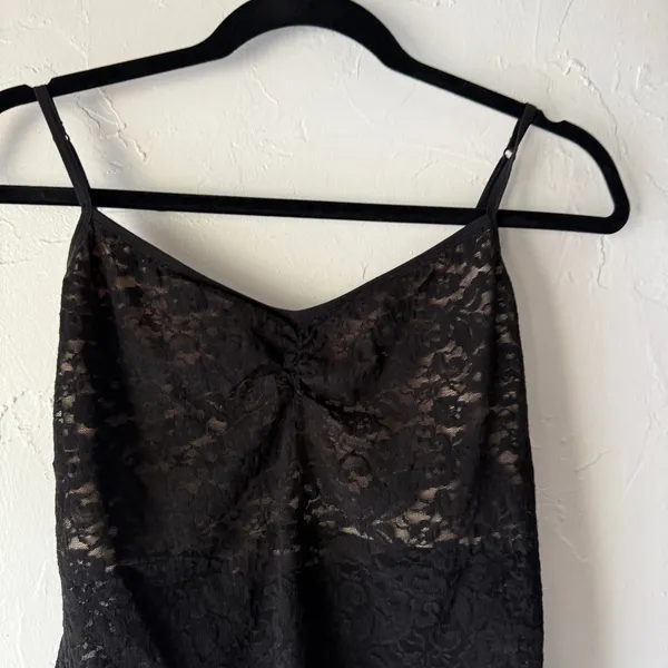 Y2K Cookie Cami Black Lace‎ Sheer Whimsigoth Lingerie Tank Top Large - Image 2