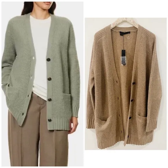 360 Cashmere wool and cashmere waffle knitted grandpa cardigan NEW - Image 2