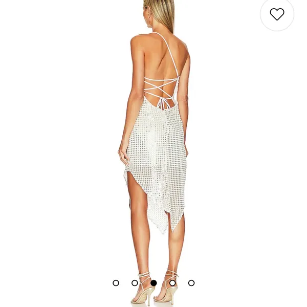Lovers + Friends Revolve Sequin White One-Shoulder Dress - Image 3