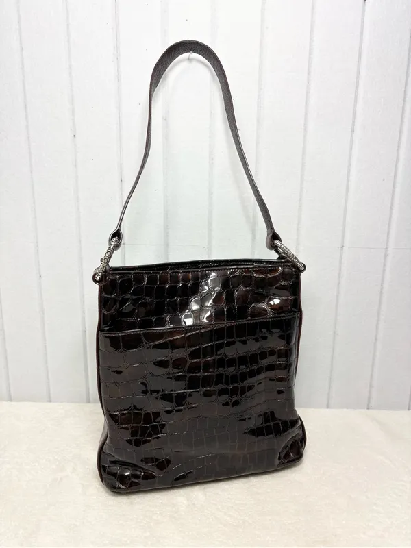 Brighton‎ Vintage Shoulder Bag Brown Leather Croc-Embossed Purse - Image 5