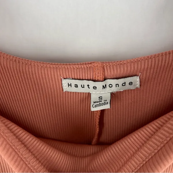 Haute Monde‎ Blush Pink Stretch Ribbed Jersey Knit Side Slit Bodycon Maxi Dress - Image 5