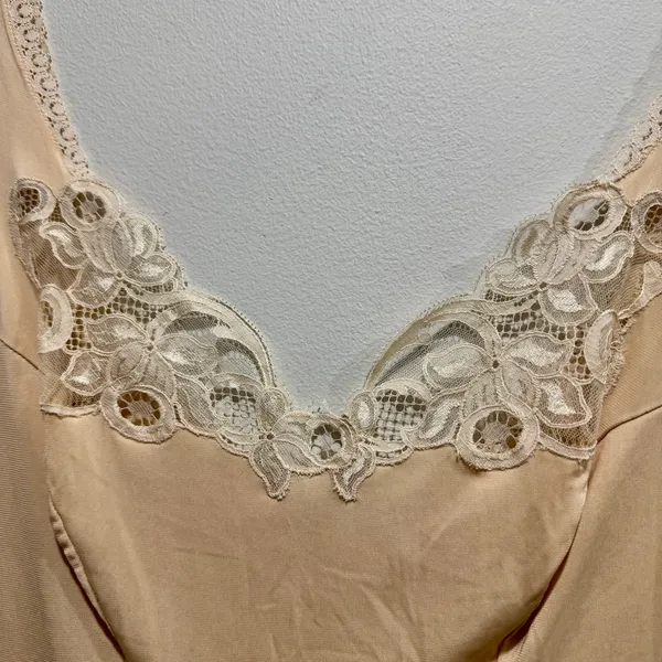 Vintage Perma-Lift Satin Lace Camisole Champagne Medium - Image 3