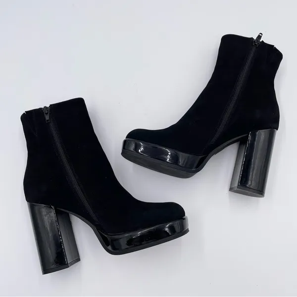 Jeffrey Campbell Mary Kate Ankle Platform Booties Black Suede Size 7 Free People - Image 10