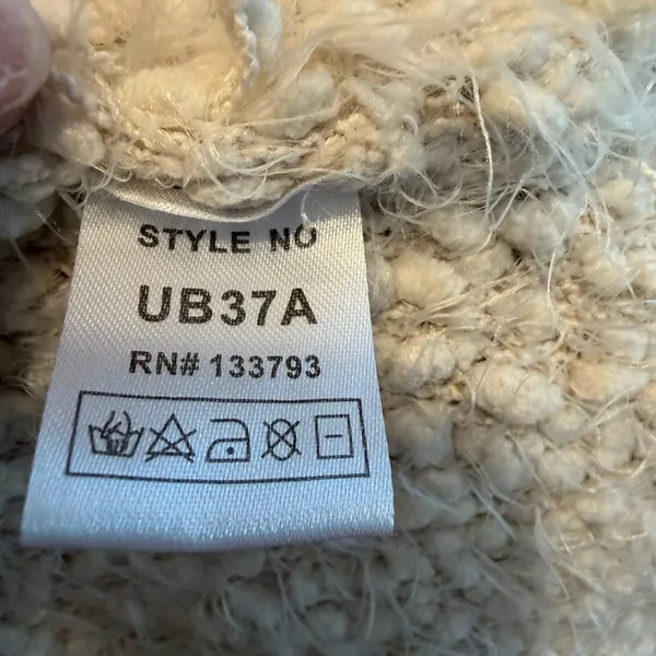 POL Boucle Eyelash Cardigan Sweater Beige Size M Boho Open‎ Front Asymmetric - Image 6