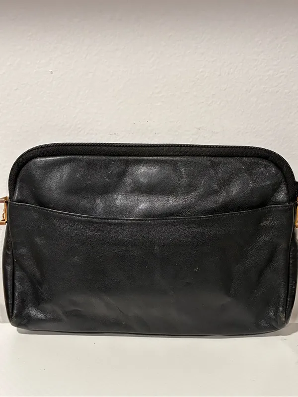 Givenchy Paris Black Soft Genuine Leather Clutch Purse Pouch Gold Hardware - Image 8