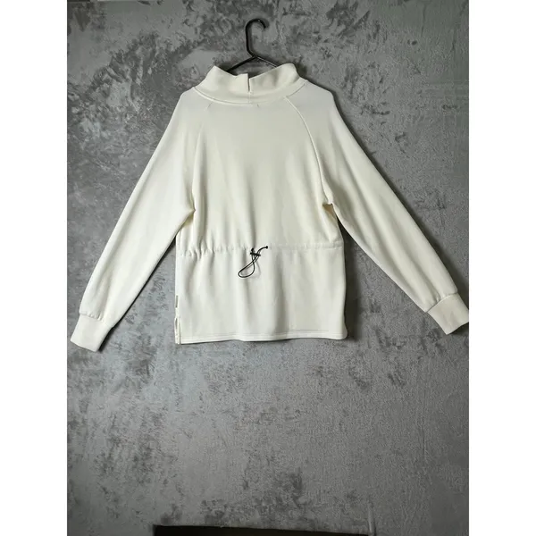 Varley Arcola Mock Neck Pullover Sweatshirt Oversized Beige Tunic XS Athleisure - Image 3