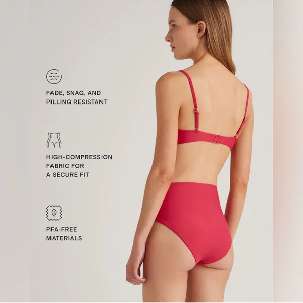 NWT Quince Italian High Rise Berry Pink Bikini Bottom Swimwear M - Image 2