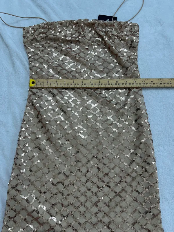 PrettyLittleThing Gold Sequin Mini Dress size 4 - Image 10