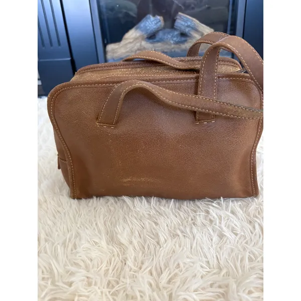 Cole‎ Haan Leather Satchel Purse Handbag Top Handle Flap Closure Brown - Image 3