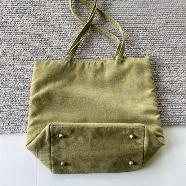 Bath & Body Work Sage Green Quilted Faux Suede Tote Bag Purse - Image 6