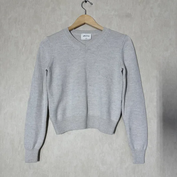 Wilfred Free 100% Merino Wool V-Neck Palomino Sweater Longsleeve Light Cream S - Image 3