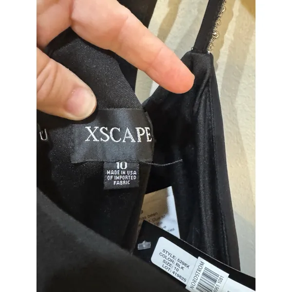 Xscape Black Beaded Straps Mesh Inset‎ Gown Size 10 $258 5298X - Image 11