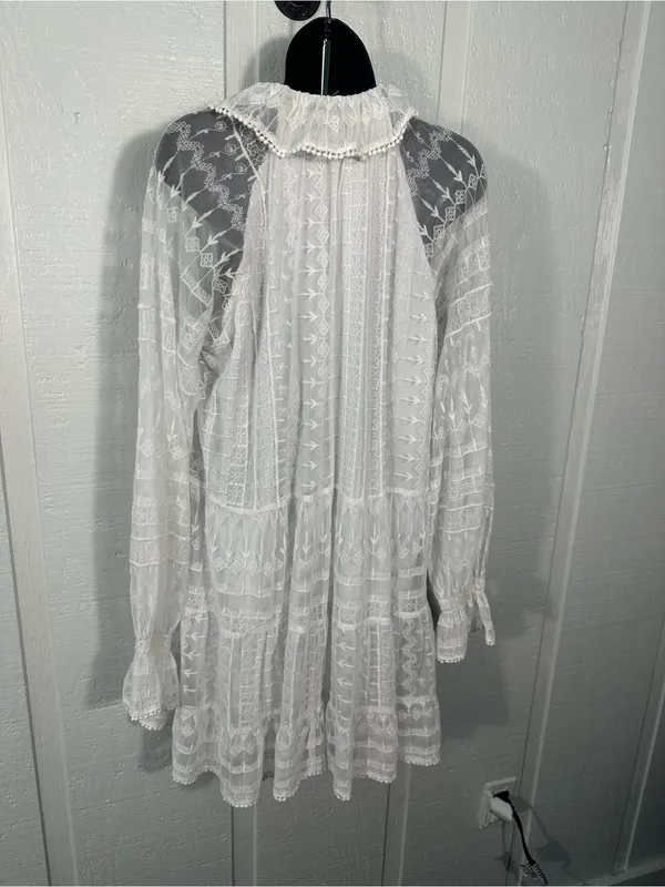 Zara White Lace Overlay Dress Size Small EUC - Image 8