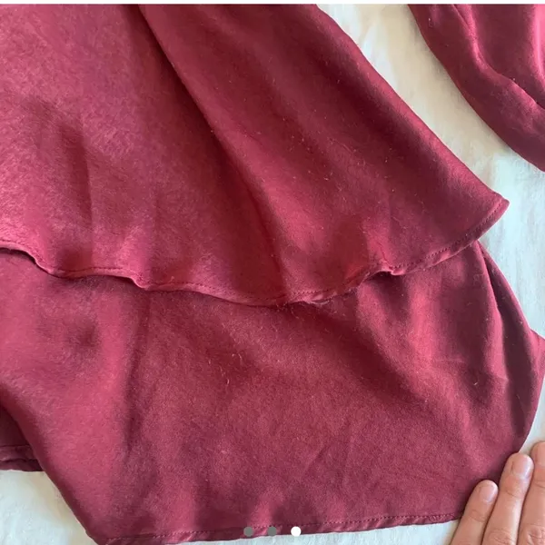 Zara burgundy colored satin/silk mini dress • Sz S - Image 6