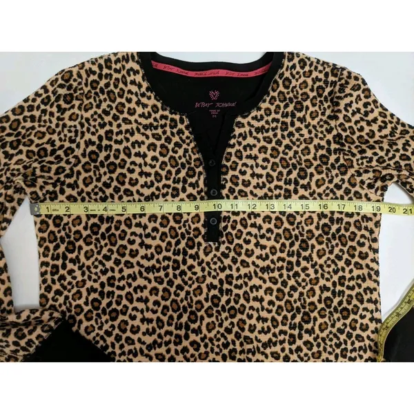 Betsey Johnson Henley Leopard Pajama Sleep Shirt Top Sz M 90s Chic Lounge Casual - Image 2