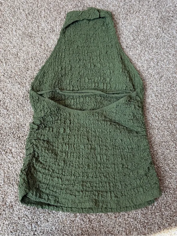 Zara Olive Green High-Neck Textured Tank - Image 4
