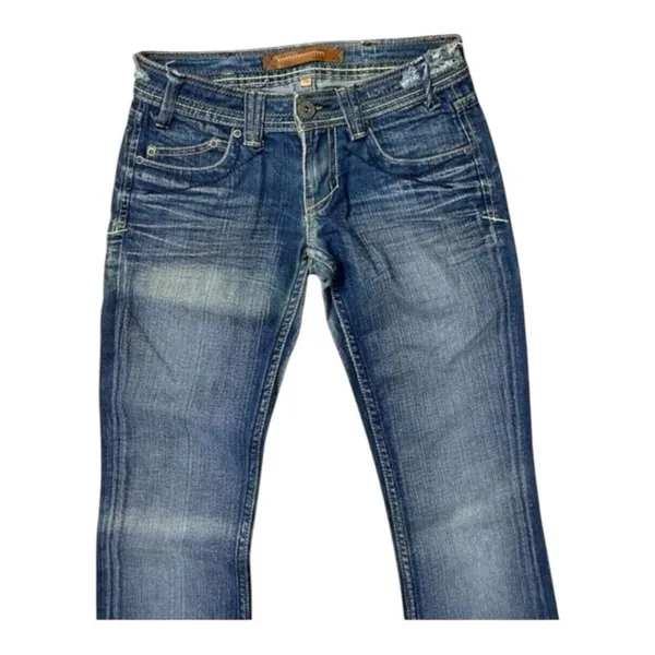 Yanuk Women Flare Jeans Size 25 Blue Denim Low-Rise Waist Cotton Bootcut Boho - Image 2