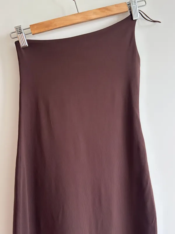 Babaton Contour Brown One Shoulder Midi Dress Size Small Bodycon Stretchy - Image 12
