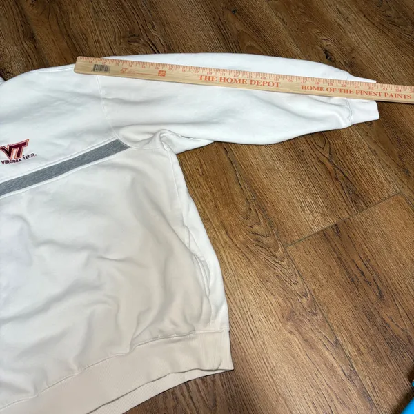 Virginia Tech‎ Hokies 1/4 Zip Sweatshirt White Grey Women XL Pullover Antigua - Image 3