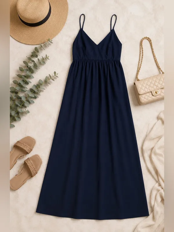 Quince 100% Organic Cotton Maxi Dress NWT Size Small Navy - Image 2