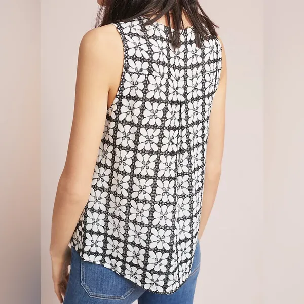 Maeve by Anthropologie Coralie Wrap Top black and white size 6 - Image 3