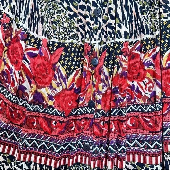 Vintage Flowy‎ Animal Print Boho Eclectic Artsy Pull On Maxi Skirt Maximalism - Image 5