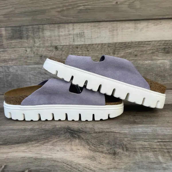 Papillio by Birkenstock Arizona Chunky Platform Sandal Lavender Suede Sz 37 - Image 7