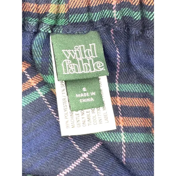 Wild Fable Navy Blue Plaid Tie Waist Wrap Mini Skirt Small - Image 5