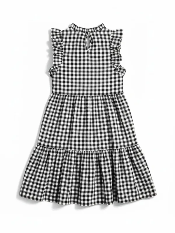 Maeve Lida Ruffled Mini Dress Women XS Black White Gingham Tiered Skirt - Image 4