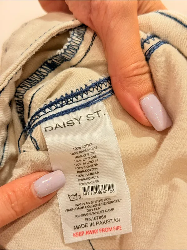 Daisy Street Faye Barrel Leg Embroidered Denim Contrast-Stitch Garment Sz XL - Image 13