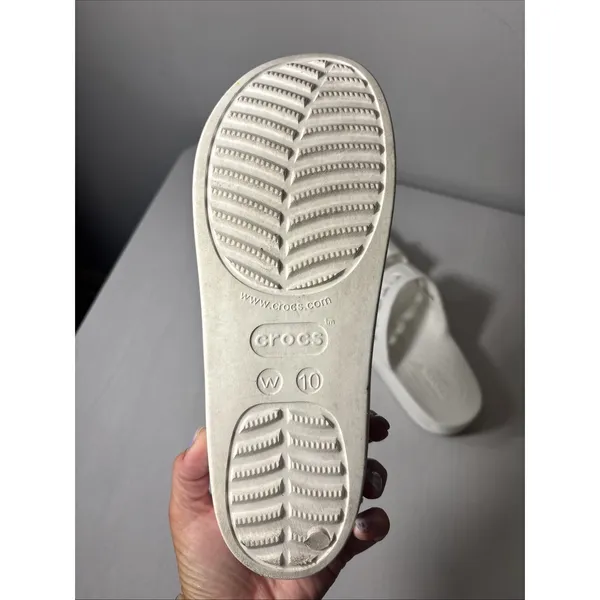 Crocs Slide Sandals White Iconic Comfort Women Size 11 Slip‎ On - Image 4